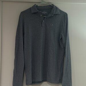 Vineyard Vines Boys XL Navy & White Micro Stripe Edgartown Polo